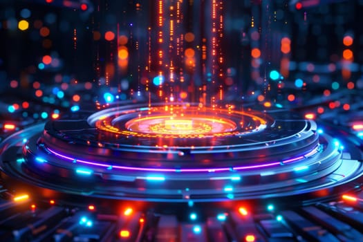 Abstract circle neon background. HUD futuristic technology.