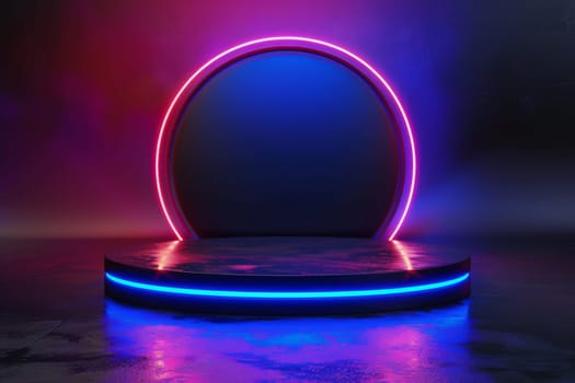 Abstract circle neon background. HUD futuristic technology.