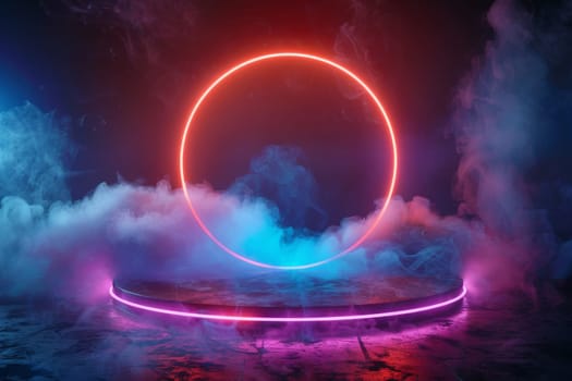 Abstract circle neon background. HUD futuristic technology.