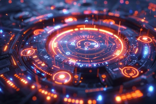 Abstract circle neon background. HUD futuristic technology.