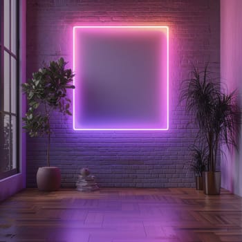 Abstract square neon background. futuristic technology.