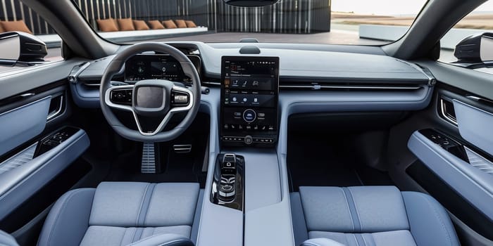 EV Dashboard Car interior modern transport. High quality photo