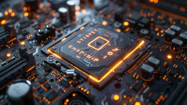 The main microchip on the motherboard of electrical equipment. The concept of modern technologies.