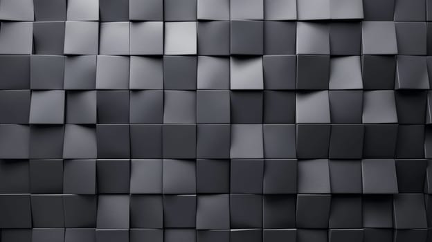 A pattern of 3D cubes. Abstract mosaic of black squares.