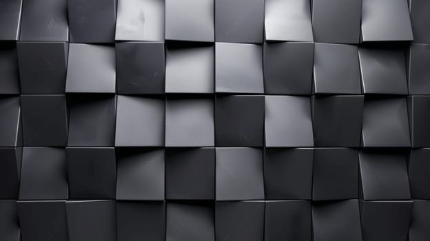 A pattern of 3D cubes. Abstract mosaic of black squares.