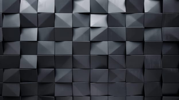 A pattern of 3D cubes. Abstract mosaic of black squares.