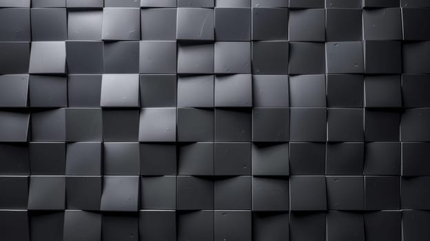 A pattern of 3D cubes. Abstract mosaic of black squares.