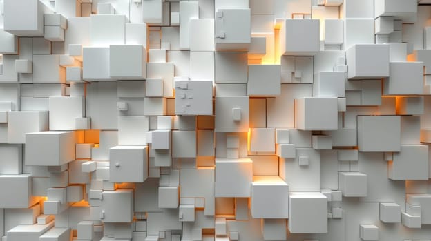 A pattern with 3D cubes. Abstract mosaic of white squares.