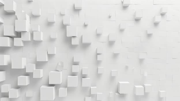 A pattern with 3D cubes. Abstract mosaic of white squares.
