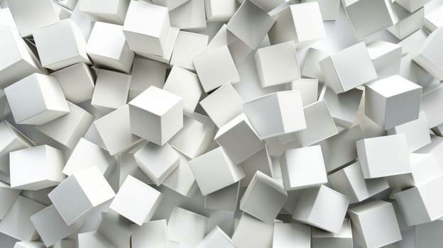 A pattern with 3D cubes. Abstract mosaic of white squares.