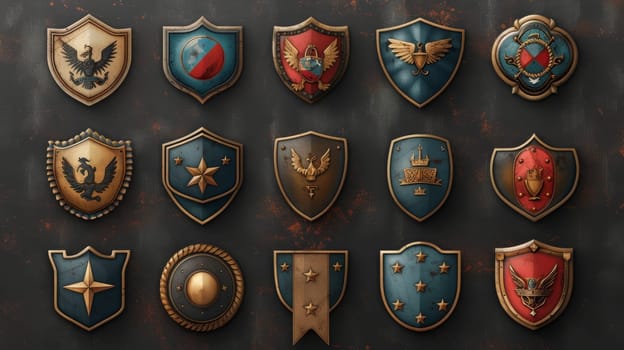 A set of typography of vintage army badges on a black background , graphics on T-shirts.