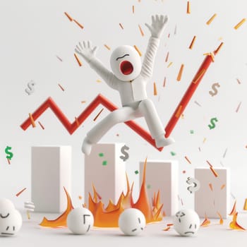 The schedule of investment trades on the stock market. The concept of a financial fall with falling stocks. illustration.