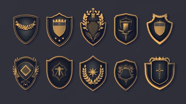 A set of typography of vintage army badges on a black background , graphics on T-shirts.