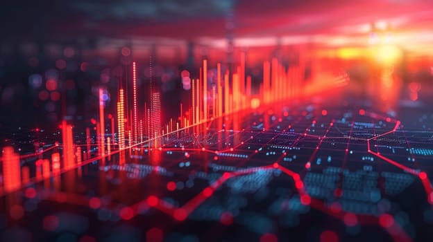 The schedule of investment trading on the stock market. The concept of financial growth with the growth of stocks. 3d illustration.