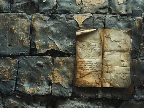 Wailing Wall Notes Tucked into Cracks with Hope and Prayers, The papers blur into ancient stones, personal pleas to the divine.