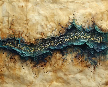 Islamic Calligraphy Flowing on Parchment, The graceful script blurs into art, conveying the beauty of Allah's words.