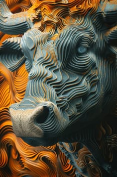 An angry bull on an abstract colorful background. Illustration.