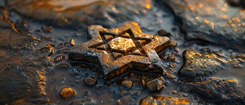 Jewish Star of David Imprinted on Ancient Stone, The symbol etched into history blurs into a backdrop of endurance and identity.