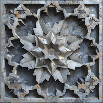 Islamic Geometric Patterns Cascading Across a Mosque Wall, The complex designs blend into a testament to creativity and divine inspiration.