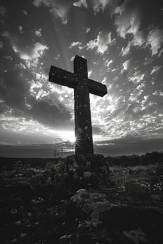 If there are more specific religious symbols or concepts you'd like me to focus on, just let me know, and I can create more prompts accordingly!Symbolic Cross Silhouette Against a Dramatic Sky, The stark outline against changing skies captures the enduring symbol of faith and hope.