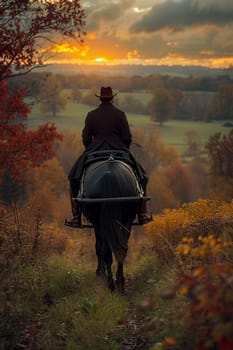 Amish Horse and Buggy Blending into a Rural Landscape, The simple life blurs into the fields, a dedication to community and tradition.