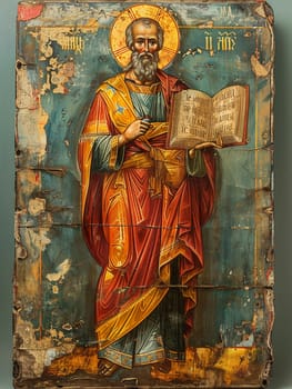 Greek Orthodox Iconography Adorned with Gold Leaf, The images slightly blur, emphasizing the divine figures and sacred stories.