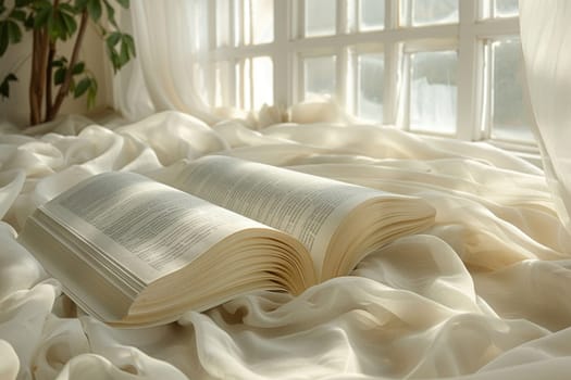 Mormon Scripture Pages Turning in a Soft Breeze, The pages blur into one another, the flow of holy texts and teachings.