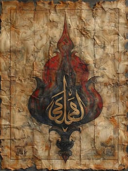 Islamic Calligraphy Flowing on Parchment, The graceful script blurs into art, conveying the beauty of Allah's words.