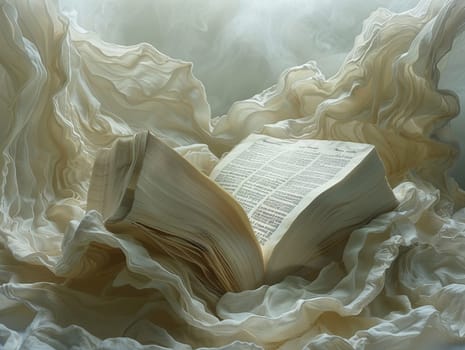 Mormon Scripture Pages Turning in a Soft Breeze, The pages blur into one another, the flow of holy texts and teachings.