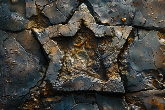 Jewish Star of David Imprinted on Ancient Stone, The symbol etched into history blurs into a backdrop of endurance and identity.