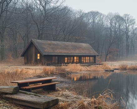 Quaker Meeting House in Gentle Silence, The simple building blurs into the landscape, a space for silent worship and reflection.