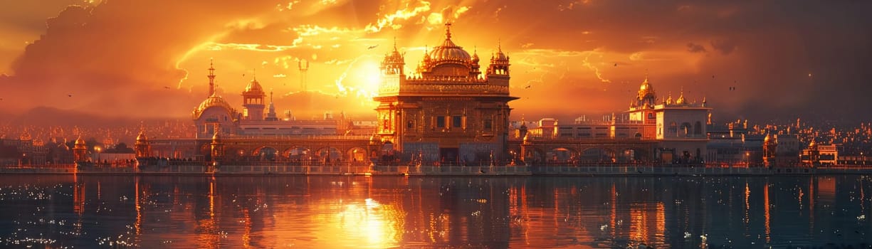 Golden Temple Dome Shining Under the Sun, The gleaming curvature stands out as a beacon of devotion and sacred architecture.