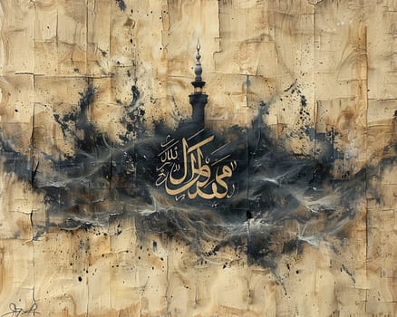 Islamic Calligraphy Flowing on Parchment, The graceful script blurs into art, conveying the beauty of Allah's words.