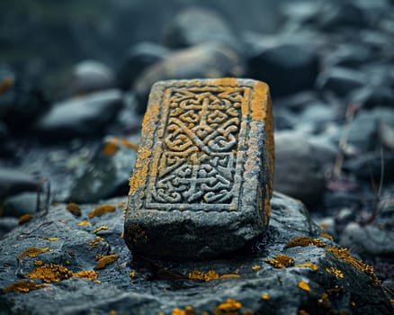 Viking Runestones Whispering Ancient Nordic Lore, The runes blur into rock, carrying the weight of myths and ancestral wisdom.