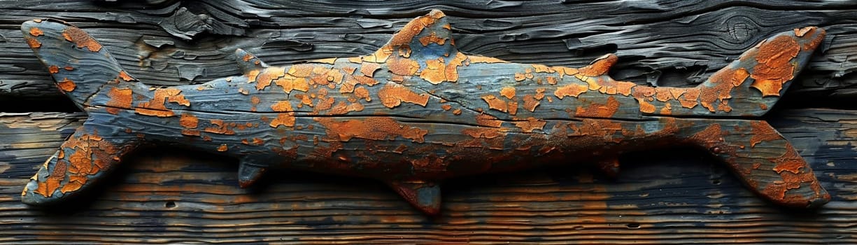 Christian Fish Symbol Etched onto a Weathered Pier, The simple outline blends into the wood, signifying faith and fellowship.