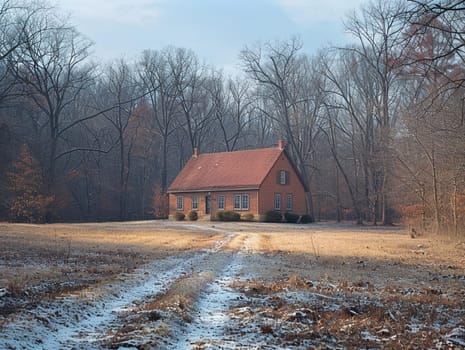 Quaker Meeting House in Gentle Silence, The simple building blurs into the landscape, a space for silent worship and reflection.