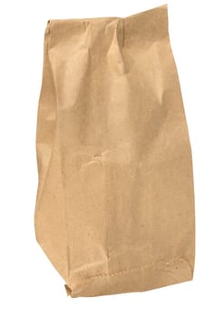 Brown kraft paper bag for packaging products in stores on an isolated background