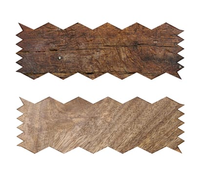 Wooden boards signs with jagged edges on an isolated background