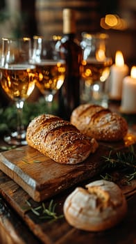 Holy Communion Elements Prepared on an Altar, The bread and wine slightly out of focus, highlighting the sacredness of the ritual.