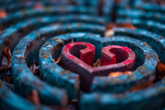 A red heart placed in the center of a challenging maze, symbolizing love and determination within obstacles.