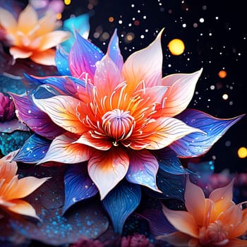 Serene lotus flower blooming against dark background. For meditation apps, on covers of books about spiritual growth, in designs for yoga studios, spa salons, illustration for articles on inner peace