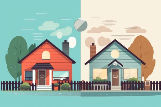 The layout of the house, money, graphics. an inflationary crisis due to an increase in the interest rate affecting the buyer of the house. Mortgage loan, financial concept.