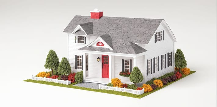 3d rendering of a classic house isolated in white studio background