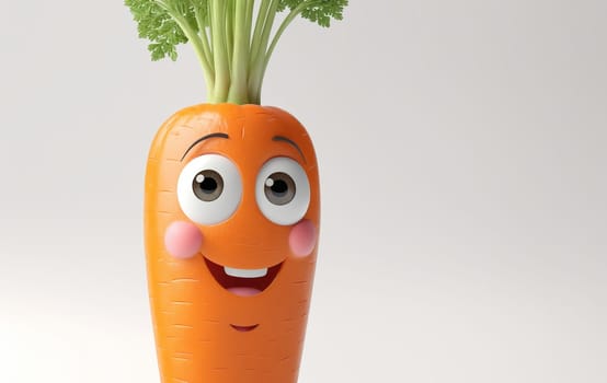 A delightful cartoon illustration of a happy carrot character standing on two legs, extending a thumbs-up with a wide smile, in a clear background. Fun and appealing for various uses especially related to healthy eating, kids, and positivity.