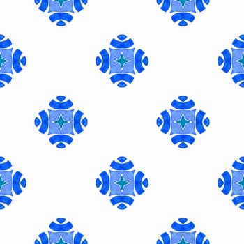 Chevron watercolor pattern. Blue nice boho chic summer design. Green geometric chevron watercolor border. Textile ready admirable print, swimwear fabric, wallpaper, wrapping.