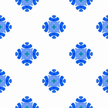 Chevron watercolor pattern. Blue nice boho chic summer design. Green geometric chevron watercolor border. Textile ready admirable print, swimwear fabric, wallpaper, wrapping.