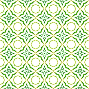 Watercolor medallion seamless border. Green unique boho chic summer design. Medallion seamless pattern. Textile ready Actual print, swimwear fabric, wallpaper, wrapping.