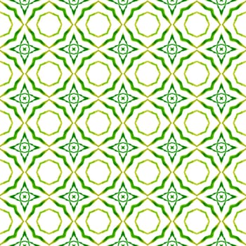 Watercolor medallion seamless border. Green unique boho chic summer design. Medallion seamless pattern. Textile ready Actual print, swimwear fabric, wallpaper, wrapping.