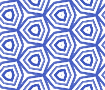 Chevron stripes design. Indigo symmetrical kaleidoscope background. Textile ready trending print, swimwear fabric, wallpaper, wrapping. Geometric chevron stripes pattern.