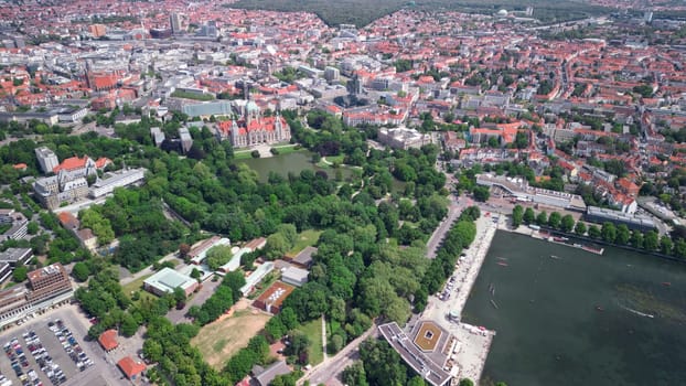 Panoramic view of Hanover, Germany. A birds eye view of the city